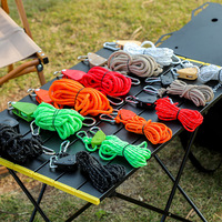 Corde de tente de camping extérieure coupe-vent avec poulie et boucle réglable, corde parapluie 4MM hautement réfléchissante