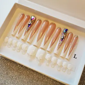 Wholesale customize artificial fingernails XXL press on nails lash sets designer Handmade acrylic press on nails packaging box