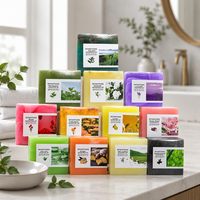 Savon Artisanal aux Huiles Essentielles, Barre Nettoyante Florale Végétale avec Contrôle du Sébum 200g, Lavage Visage et Corps