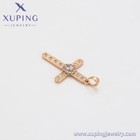 X000716910 Bijoux XUPING Plaqué Or 18K Zircone Cubique Synthétique Sertie de Pierres Grand Pendentif Croix à la Mode
