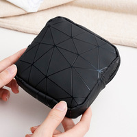 Pochette promotionnelle personnalisée en cuir PU avec fermeture éclair, écologique, géométrique, petite, pour serviettes hygiéniques, sac de voyage, mini portefeuille