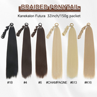 Julianna Premium Futura Fiber 32 pouces de long tressé queue de cheval Extension cheveux synthétiques queue de poney envelopper autour des morceaux de cheveux