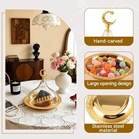 Ramadan Eid Mubarak Edelstahl-Acryl-Kuppeldeckel Lebensmittelbehälter Goldene Servierplatten für Zuhause, Party, Café, Hochzeit