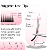 CoMango Extensions de cils 3D 5D 6D Flora à floraison automatique W Lashes 0.07mm Nouveau style Plateau mixte Faux Vison Mat