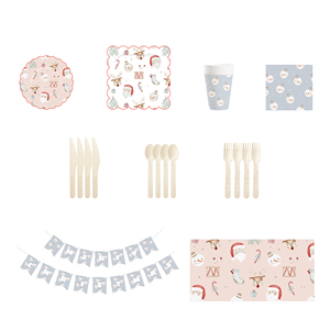 Juego de Vajilla Desechable DAMAI para Fiesta de Navidad, Platos, Vasos y Servilletas de Papel con Diseño Navideño de Papá Noel - Product Image 5