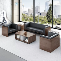 Ensemble de canapés de bureau modulaires en cuir de style nordique européen moderne, mobilier de réception commercial pour bureaux