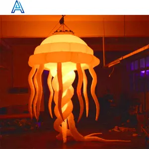 โมเดลแมงกะพรุนรูปปลาหมึกเป่าลมไฟ LED สำหรับตกแต่งเวทีปาร์ตี้โมเดลสัตว์ทะเล