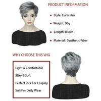 FH P13547 Highlight Gris Court Pixie Perruque Pas Cher Femmes Perruques Synthétiques