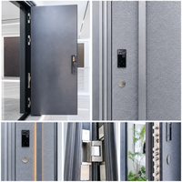 Porte d'entrée battante moderne en alliage d'aluminium, insonorisée, isolante thermiquement, coupe-vent et résistante à l'eau pour appartement, hôtel, commerce