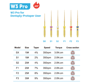 Vendita calda di alta qualità 6 pz Dental Endo W3 <span class=keywords><strong>Pro</strong></span> NITI file rotanti oro/blu/Rainbow conicità SX-F3 21/25/31mm - Product Image 3