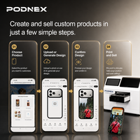 PodNEX A3 Printer Inkjet UV Flatbed Otomatis DX7 Printhead CMYK 2400 DPI Kontrol Aplikasi Android untuk Casing Ponsel, Lencana, Magnet