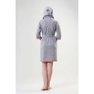 Bata de Franela para Mujer Pink Line, Gris Melange, con Capucha, Suave, Informal, de Manga Larga - Product Image 1