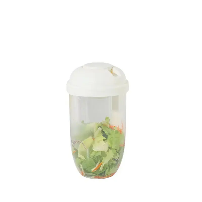 Recipiente hermético de plástico para almacenamiento de alimentos, taza de ensalada de frutas, recipientes de cereales para yogur con tenedor, recipiente para aderezo de ensalada