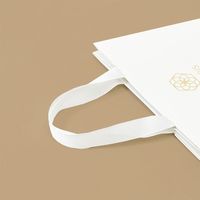 Sac de shopping en papier de luxe, logo personnalisé en feuille d'or, ruban en satin blanc, sac cadeau en papier, bijoux, vêtements, cosmétiques