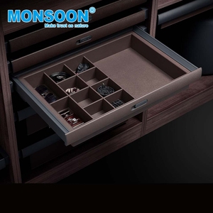Wardrobe Hardware Closet Organizer Pull Out Leather Slide Out Drawer Basket Aluminum Alloy Bedroom <b>Underwear</b> <b>Storage</b> <b>Box</b> - Product Image 1