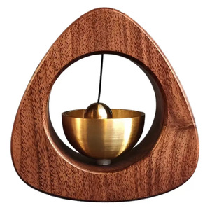 Original Black Walnut Calming Bell Triangle Shape Desk Ornament Minimalist Design Meditation Gift - Product Image 5