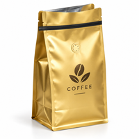 Sac à café à fond plat personnalisé imprimé de 5 lb (80 oz) avec valve, emballage noir anti-odeur pour grains de café