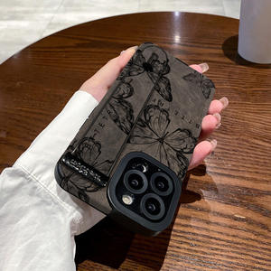 Soporte de pulsera de Mariposa Negra para <span class=keywords><strong>iPhone</strong></span> 16 Pro Max para Apple 15 14 y 13 <span class=keywords><strong>funda</strong></span> de teléfono móvil con cordón de Material de PU - Product Image 3