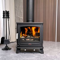 Poêle à bois intérieur moderne Cheminée en fonte pour chauffer et cuisiner Conception de maison à bois sans fumée
