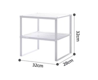 Étagère de table en métal à double niveau Fengyang White - Diviseur sous-meuble extensible à assembler librement - Rangement nordique