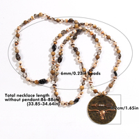 Nouveau Collier pour Femme en Pierres Naturelles et Cristal, avec Pendentif en Pierre de Tigre de 6mm, Pic Jasper, Disco Bronze OX