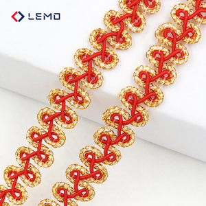 Cinta Trenzada de Hilo Metálico Dorado y Plateado con Bordado de Centípedo y Diseño Espiga para Ropa, Cortinas, Bolsos y Accesorios de Decoración - Product Image 1