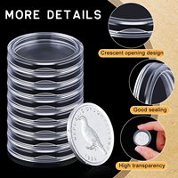 Porte-monnaie HCT-21mm 100 pièces clair rond commémoratif Capsules de pièce de monnaie en plastique étui pour Collection de barres d'argent