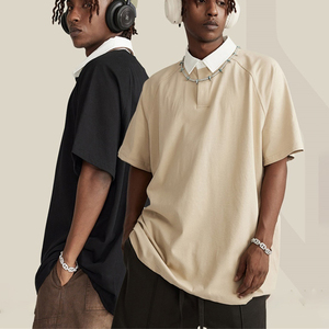 Polo de Manga Corta de Alta Calidad 100% Algodón, Estilo Urbano, Manga Raglán, Personalizable, Color <span class=keywords><strong>S</strong></span>ólido Blanco, Cuello Solapa, para Hombre - Product Image 1