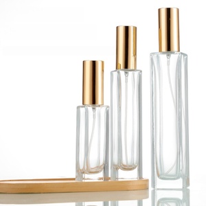 Flacon pulvérisateur <span class=keywords><strong>cosmétique</strong></span> en verre transparent carré haut et fin de 30 ml, 50 ml, 100 ml avec bouchon à sertir pour parfum, vente en gros - Product Image 3