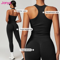Ensembles Janya Tik Tok Personnalisés Sans Couture de Vêtements de Sport pour Femmes Shorts de Yoga Froncés Relevés Leggings 2/3/4 Pièces avec Soutien-Gorge Dos Nageur