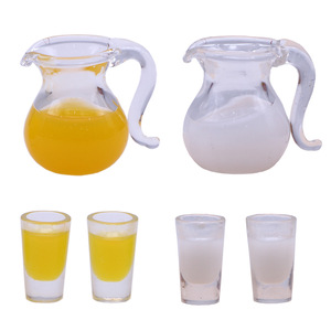 Dollhouse <b>Mini</b> Artificial Glass Container Milk Orange Juice Miniature Doll Food Play Scene Prop Model - Product Image 2