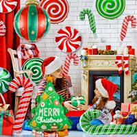 Ensemble de ballons en aluminium de Noël, ballons en forme d'arbre de Noël, de canne à sucre et de sucette pour les fêtes de Noël, décorations murales pour la maison