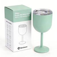 Verre à vin en acier inoxydable à double paroi isolé 550 ml avec base antidérapante en silicone et couvercle rabattable en Tritan