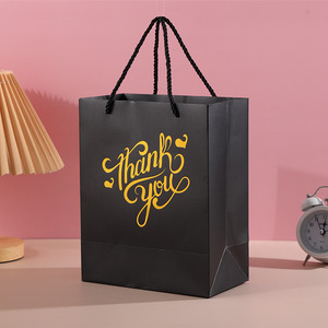 Bán Buôn Sang Trọng Cảm Ơn Bạn Quần Áo Màu Đen Bao Bì Túi Giấy In Tùy Chỉnh Quần Áo Mua Sắm Quà Tặng Đồ Trang Sức Túi Giấy Với Logo - Product Image 1