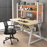 Bureau d'ordinateur en bois avec bibliothèque intégrée et table d'étude pour étudiants, ensemble simple de chaise de chambre à coucher