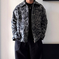 Nouveauté Automne/Hiver, veste bomber rétro slim fit à imprimé léopard, fermeture éclair en polyester, streetwear haut de gamme pour hommes