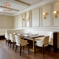 Table et banquette de restaurant en cuir blanc moderne en forme de L, mobilier commercial de qualité supérieure pour café et restaurant