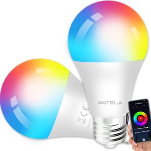 Lampadina LED Intelligente Antela E27 9W A19 in Plastica, Controllo WiFi via App, Dimmerabile, Cambio Colore RGB, Lampada da Soffitto - Product Image 1