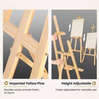 Chevalet d'art en bois naturel de 150 cm pour peinture, support de peinture en bois, chevalet de table