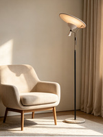 Lampadaire Rétro LED Ambiance Rétro pour Salon, Protection des Yeux, Chambre, Bureau, Chevet, Lampe Verticale Simple