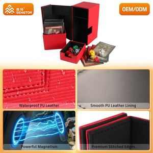 Boîte à cartes en cuir Henwei avec rangement pour dés, organiseur de jeux portable pour cartes à collectionner et jeux de société - Product Image 3