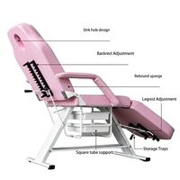 Table de massage esthétique réglable à 9 niveaux, en cuir PU éponge épais de 10 cm, chaise de salon/tatouage inclinable avec plateau de rangement