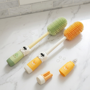 Juego de cepillos de silicona 4 en 1 para limpieza de biberones, cepillo de mango largo para pajitas y vasos, limpiador de tetinas portátil - Product Image 6
