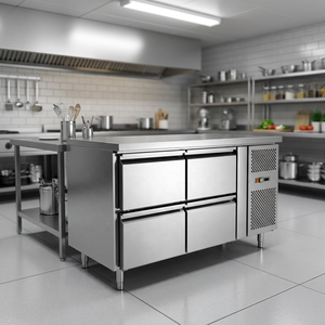 All'ingrosso in acciaio inox <span class=keywords><strong>4</strong></span> <span class=keywords><strong>cassetti</strong></span> cucina frigo <span class=keywords><strong>Freezer</strong></span> diretto e raffreddamento ad aria stile <span class=keywords><strong>a</strong></span> temperatura singola - Product Image 1