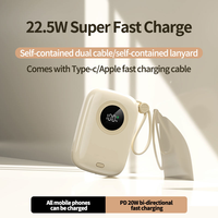 Batterie externe à charge rapide bidirectionnelle 22,5 W avec écran numérique, prise universelle, double câble, chargeur portable pour iPhone
