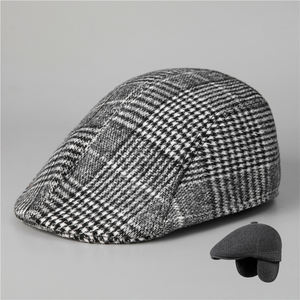 <span class=keywords><strong>Casquette</strong></span> d'hiver personnalisée en tweed à chevrons pour papa Gatsby <span class=keywords><strong>Casquette</strong></span> pour hommes <span class=keywords><strong>Casquette</strong></span> à oreillettes en forme de lierre Cowboy Casquettes plates vintage <span class=keywords><strong>Casquette</strong></span> de gavroche à carreaux avec oreille - Product Image 2