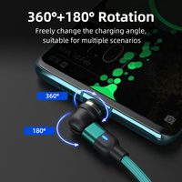 Câble USB magnétique 5 broches 180 + 360 Rotation 540 | Câble de charge et de données USB 3 en 1 avec lumière LED pour iPhone Android Micro Device