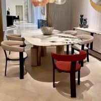 Chaises de salle à manger en bois massif de style nordique, chaises de restaurant en cuir de designer vintage minimaliste italien pour hôtel et maison