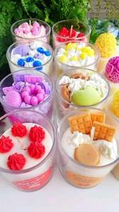 Gâteau de luxe pots de fantaisie crème glacée pomme <span class=keywords><strong>cidre</strong></span> beignet parfumé à la main paraffine cire de soja bol de céréales nourriture simulée Dessert bougie - Product Image 4