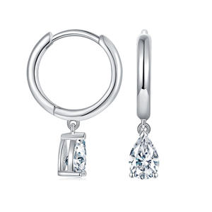 Tous les bijoux de mode Boucles d'oreilles en argent pur Mossanite Hoop Water Drop Shape S - Product Image 3